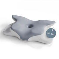 NACKENKISSEN weiß / grau (2er Set) - Weiß, Textil (41/63cm) - Juskys