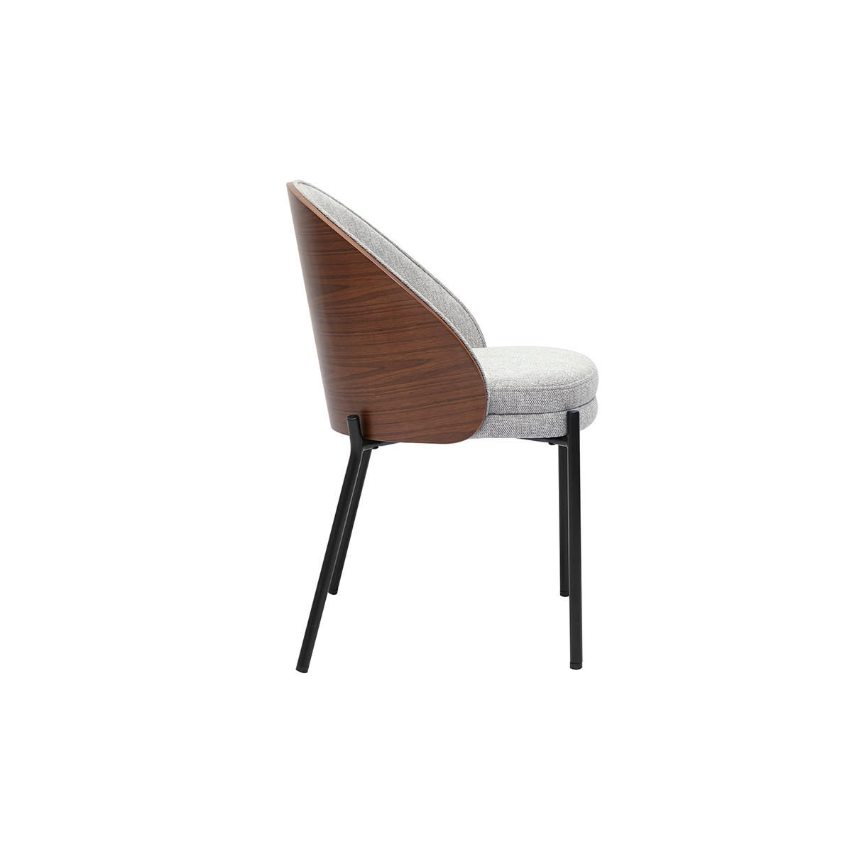 STÜHLE aus grauem Samt-Effekt Stoff, dunkles Holz und Metall (2er Set) TUCSON - Grau, Textil (50.5/74.5/53cm) - Miliboo