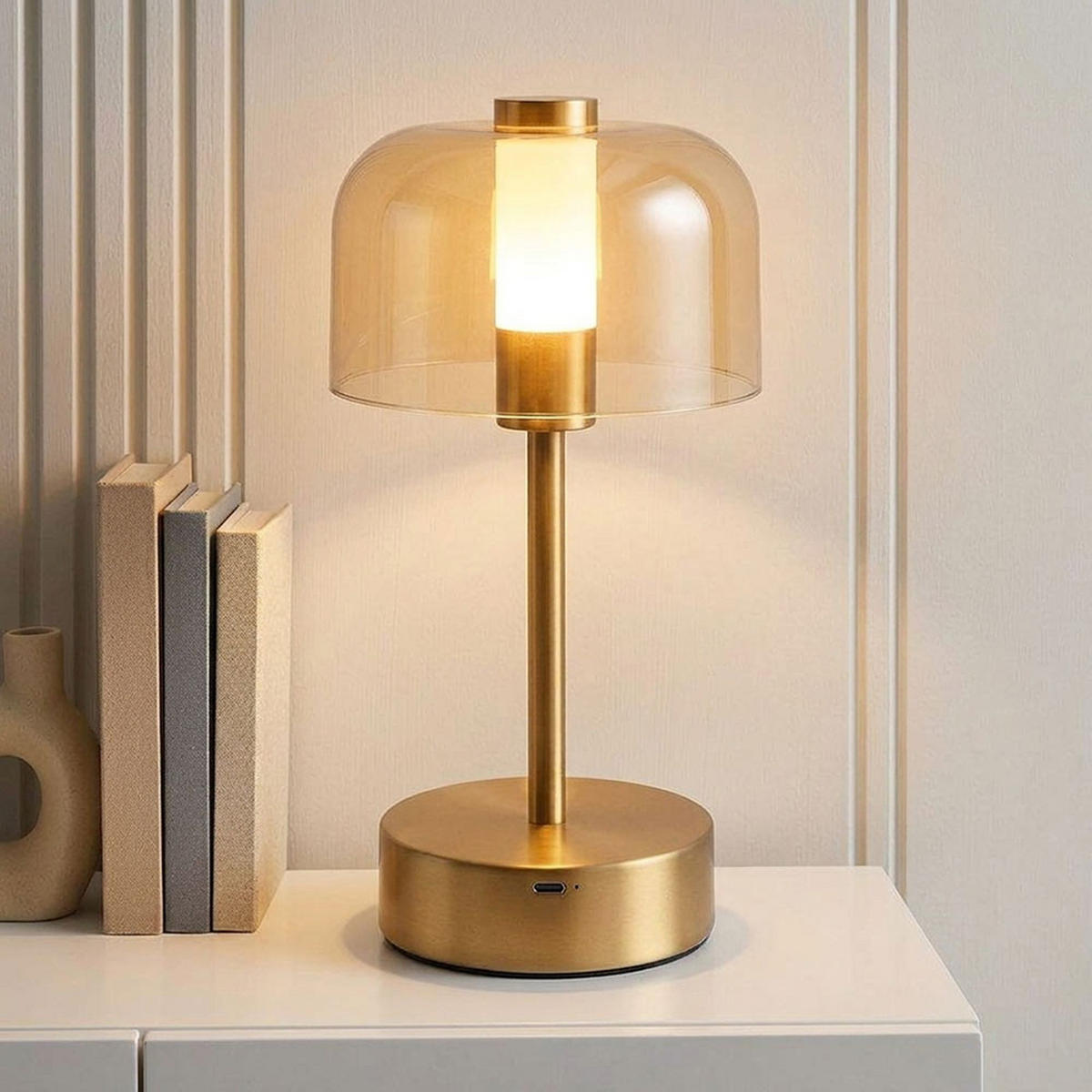 TISCHLEUCHTE LED, goldfarben, Touchdimmer - Goldfarben, Metall (13/13/25cm) - Globo Lighting