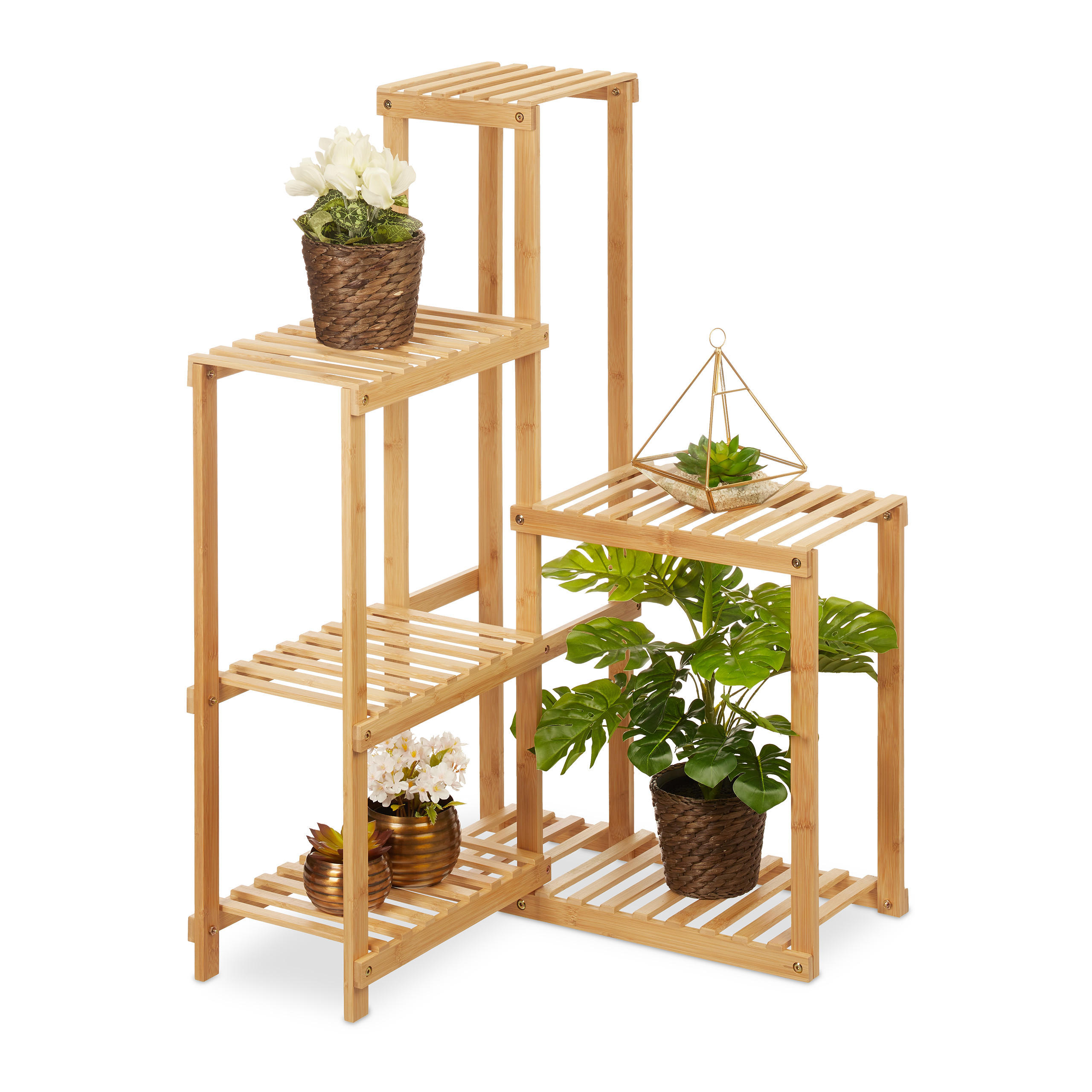 PFLANZENREGAL - Hellbraun, Holz (62/101/62cm) - Relaxdays