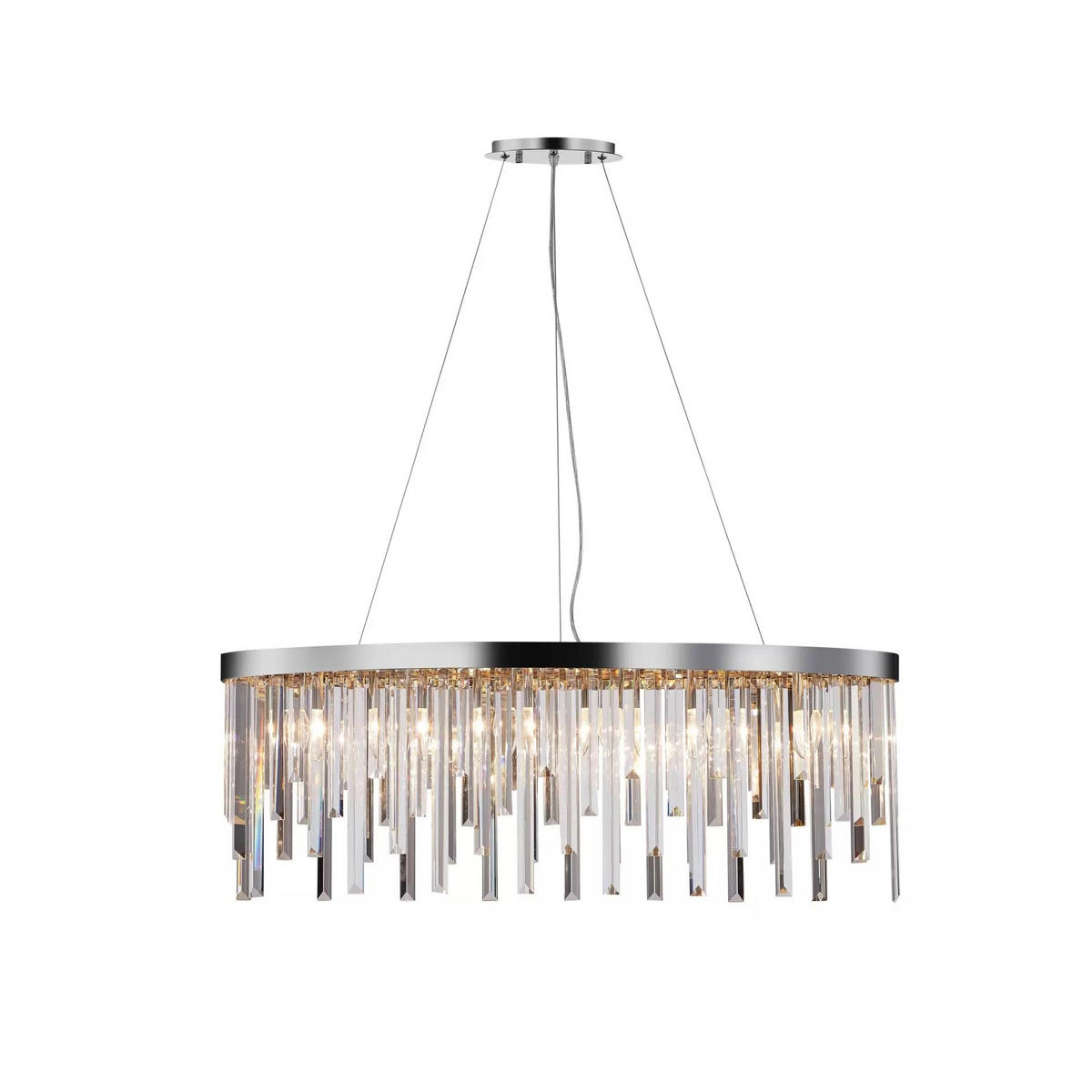 HÄNGELEUCHTE Pendelleuchte Starnberg 90cm mit funkelnden Kristallstäben Silber - Silberfarben, Glas (20/90/32cm) - PGA Lights