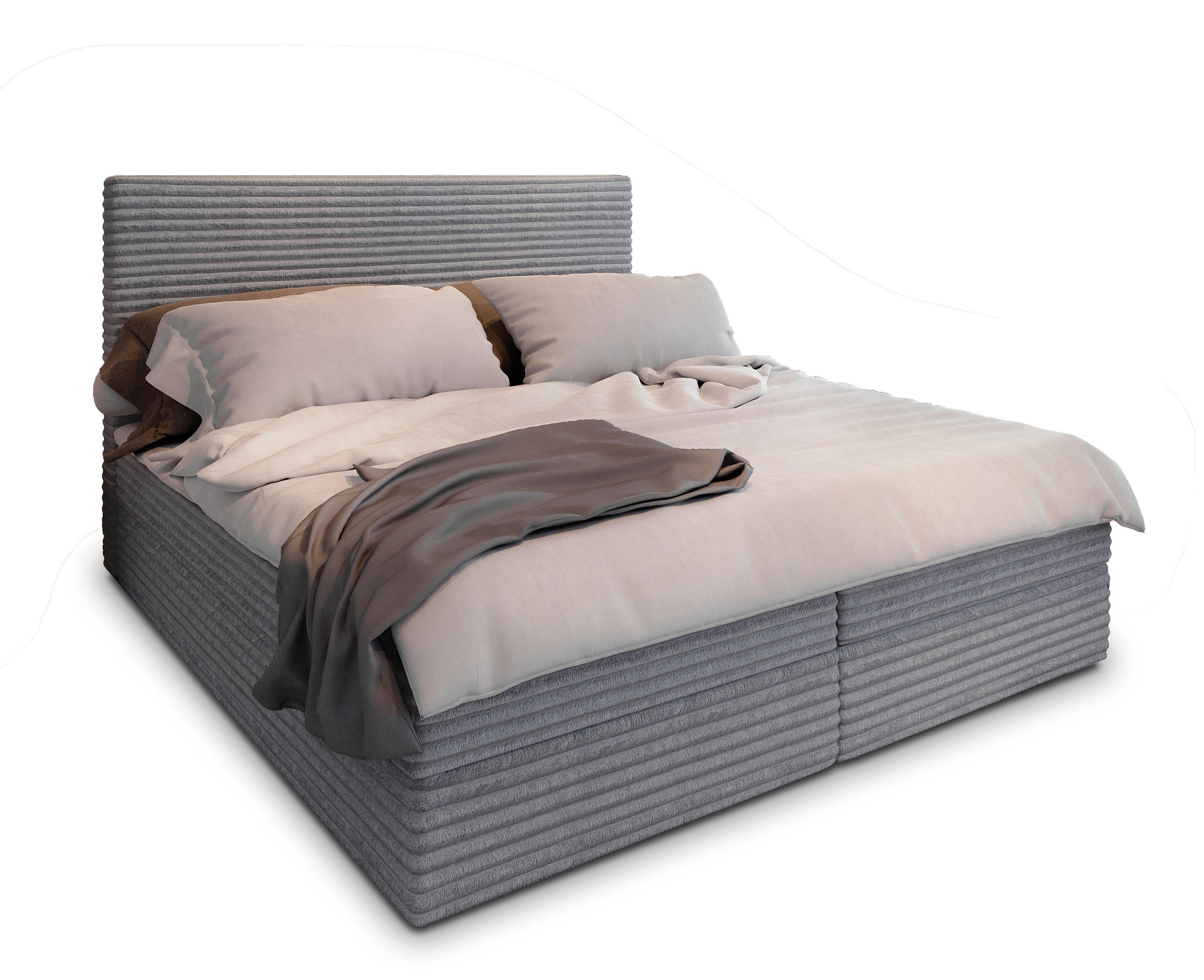 BOXBETT PISA 140x200 cm mit Matratze und Topper - Hellgrau - Hellgrau, Holz (140/200cm) - MASSENO