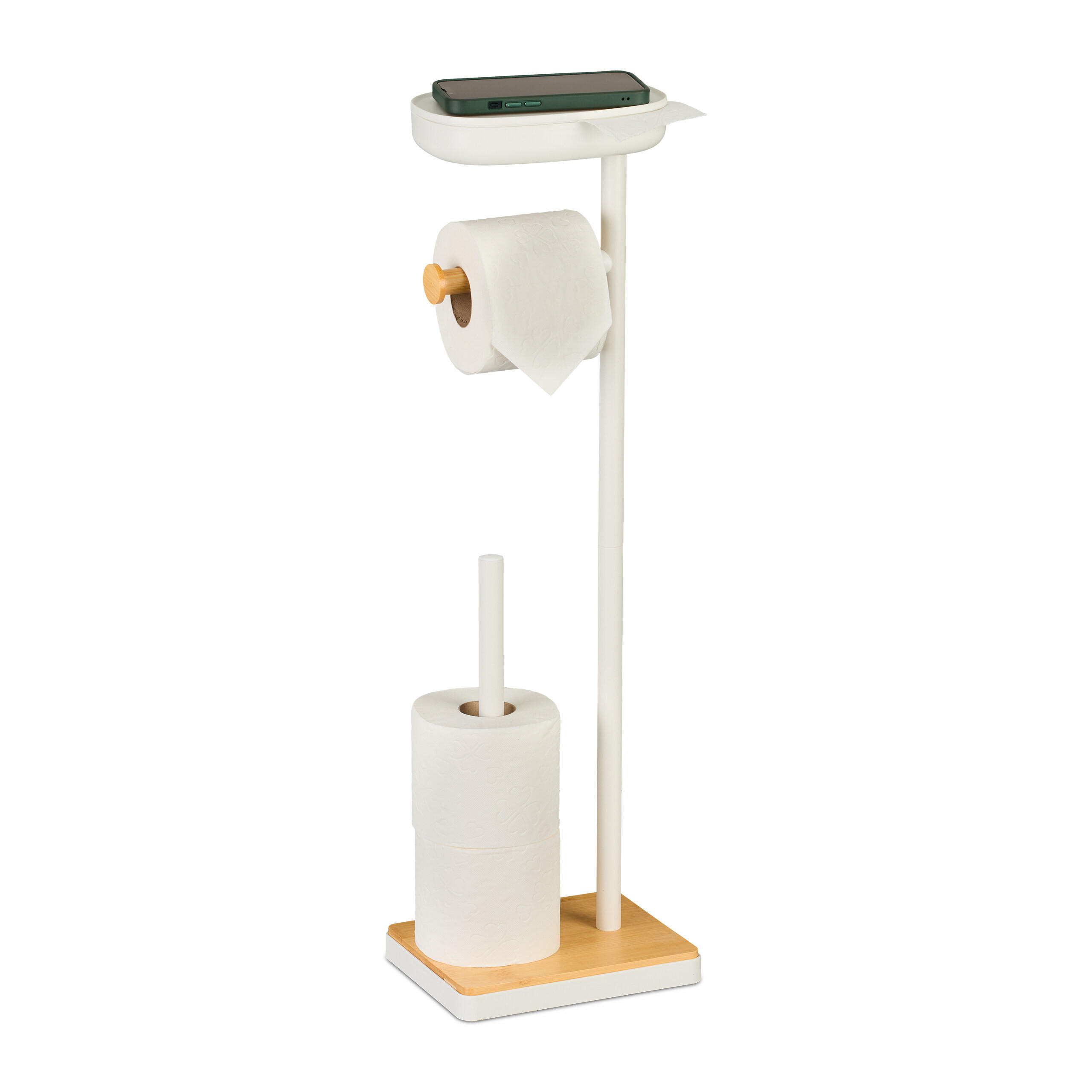 TOILETTENPAPIERHALTER - Weiß, Holz/Kunststoff (20.5/68/16cm) - Relaxdays