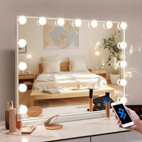 SCHMINKSPIEGEL mit LED-Beleuchtung Bluetooth weiß 58/46 cm - Weiß, Metall (58/46/3cm) - VANITII