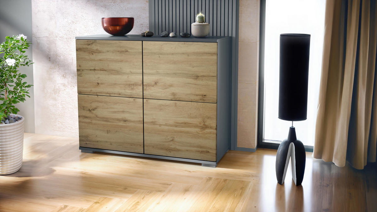 KOMMODE Rova Eiche Wotan - Eiche Wotan, Holzwerkstoff (92.5/75.5/35cm) - Vladon
