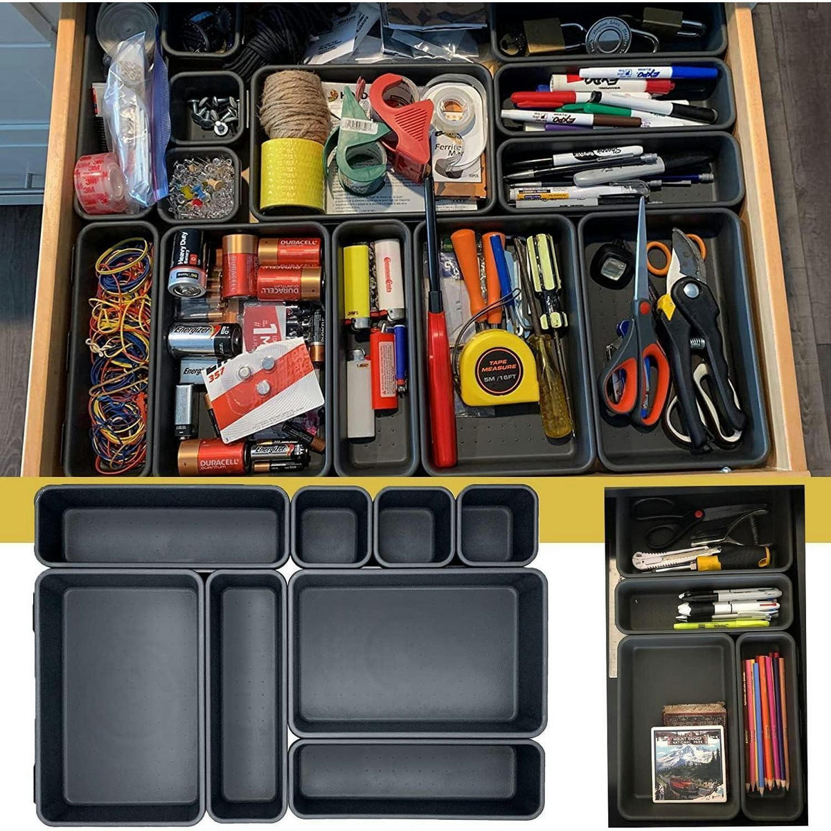 SCHUBLADEN Organizer 16-teiliges Set Grau - Grau, Kunststoff (47/4.5/31cm)