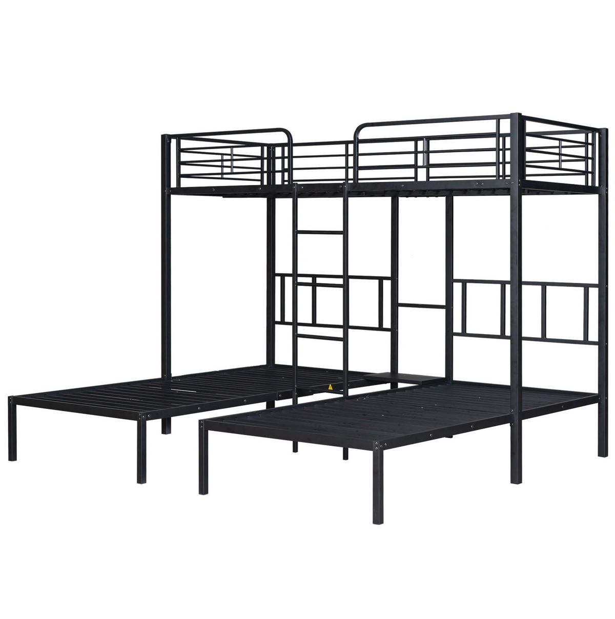 PALANDA 227/205,5/170 cm pro 3 osoby s bezpečnostním zábradlím, žebříkem a odkládací deskou, Černá - černá, kov (90/200cm) - Redom
