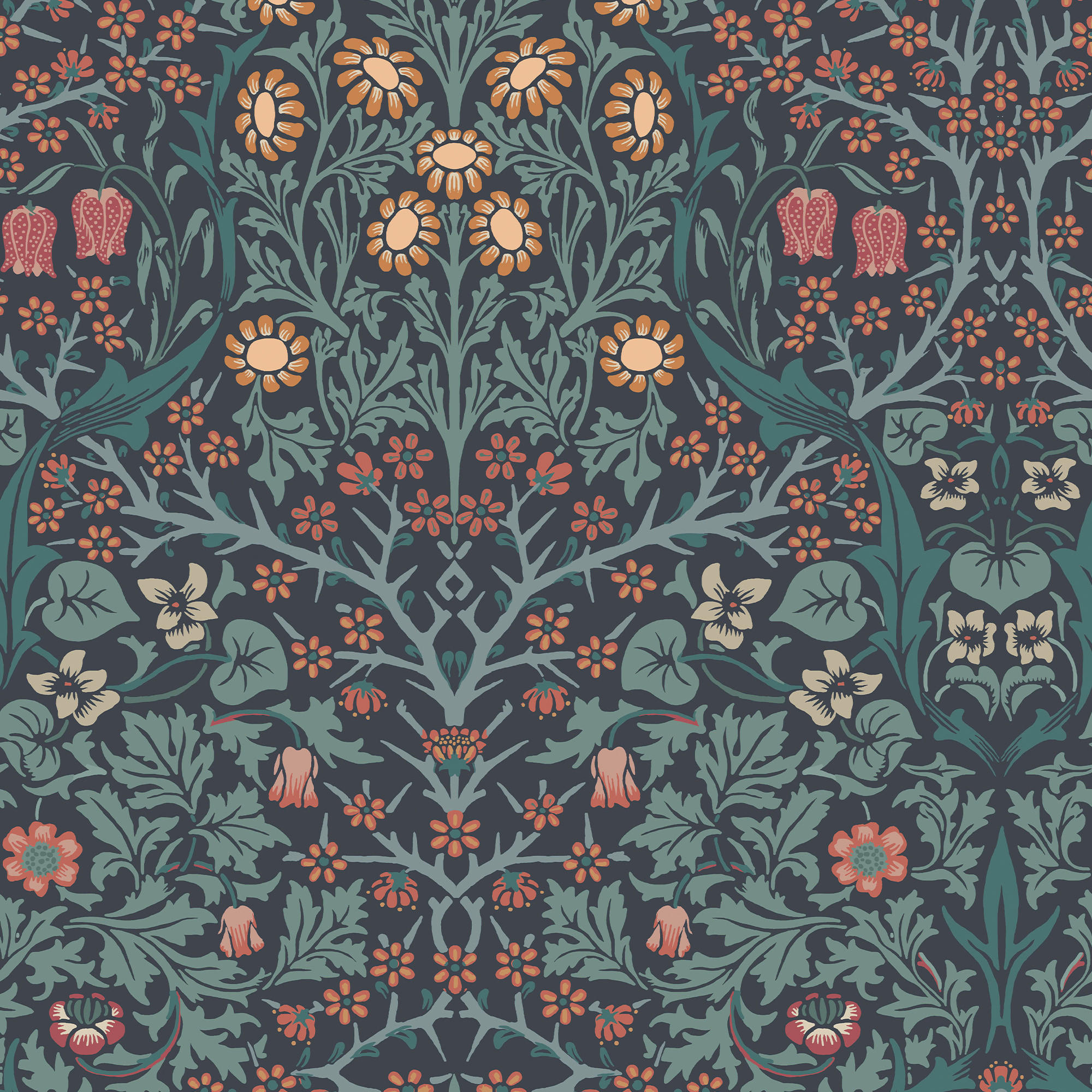 William Morris at Home Vliestapete Dunkelblau 52x1000 cm