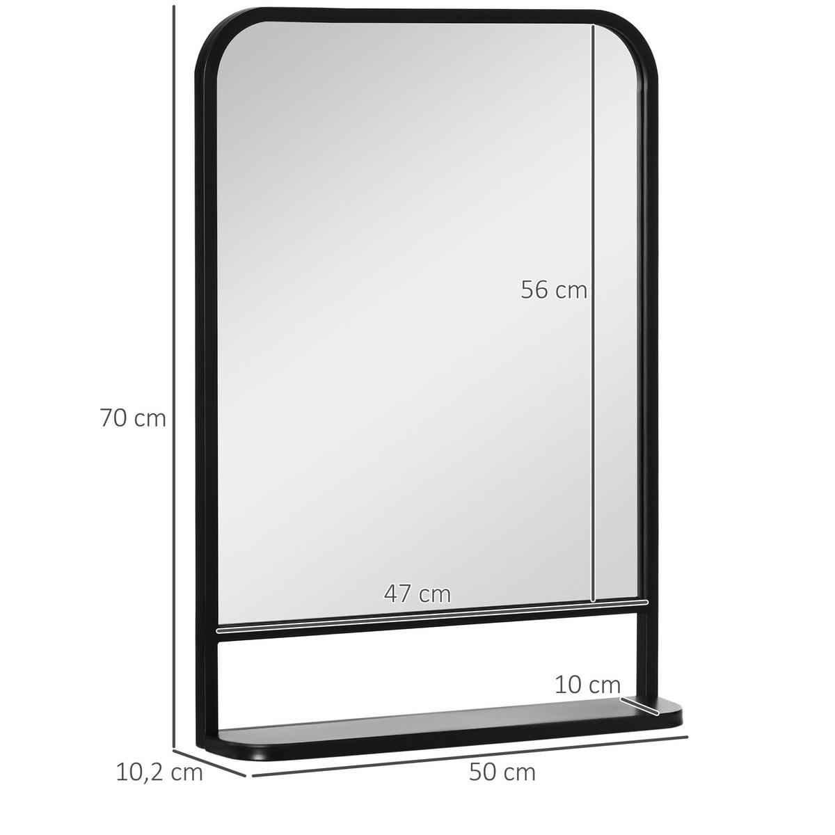 WANDSPIEGEL - Schwarz, Glas/Metall (10.2/50/70cm) - HOMCOM