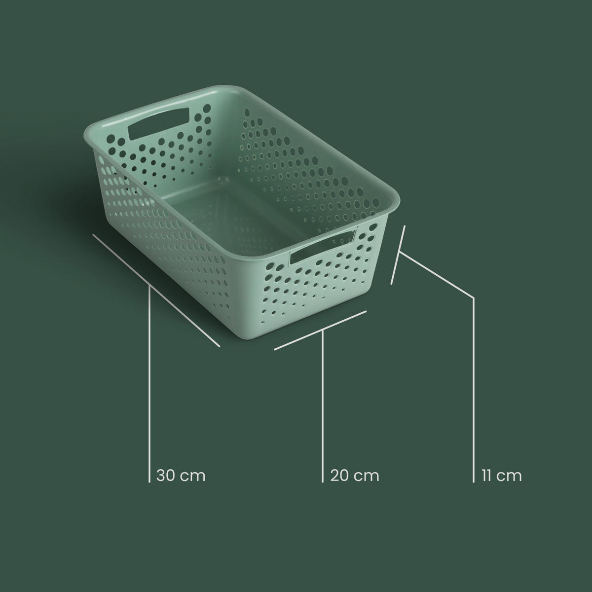 AUFBEWAHRUNGSKORB Grün 30x20x11 cm - 2er Pack - Grün, Kunststoff (20/11/30cm) - ProHome