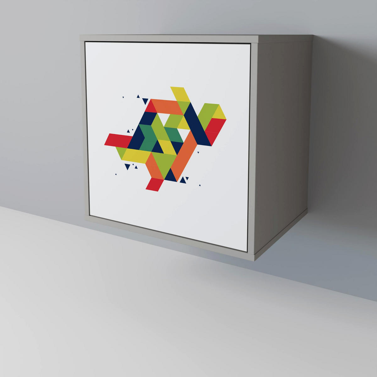SIDEBOARD FUTURE SIGN, Grau, 57,5x42x70,5 cm, Schwarze Metall-Sternfüße - Multicolor/Schwarz, Holzwerkstoff/Metall (57.5/70.5/42cm) - SpaceRebels