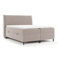 BOXBETT Corvus Hellbraun 140/200 cm mit Taschenmatratze und Topper - Hellbraun/Schwarz, Holz/Holzwerkstoff (140/200cm) - Maison de Reve