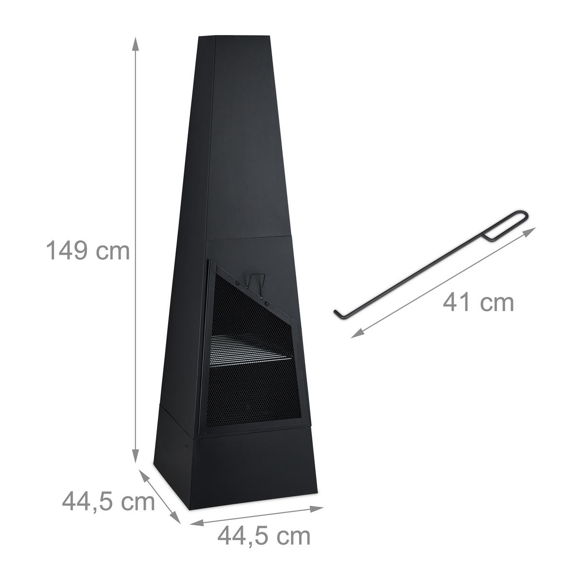GARTENKAMIN - Schwarz, Metall (44.5/149/44.5cm) - Relaxdays