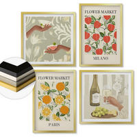 WANDBILDER 4er Set - 50x50 cm & 40x60 cm Goldrahmen - Blumenwein Mailand Paris - Goldfarben, Kunststoff (50/50cm) - ArtPrintCave