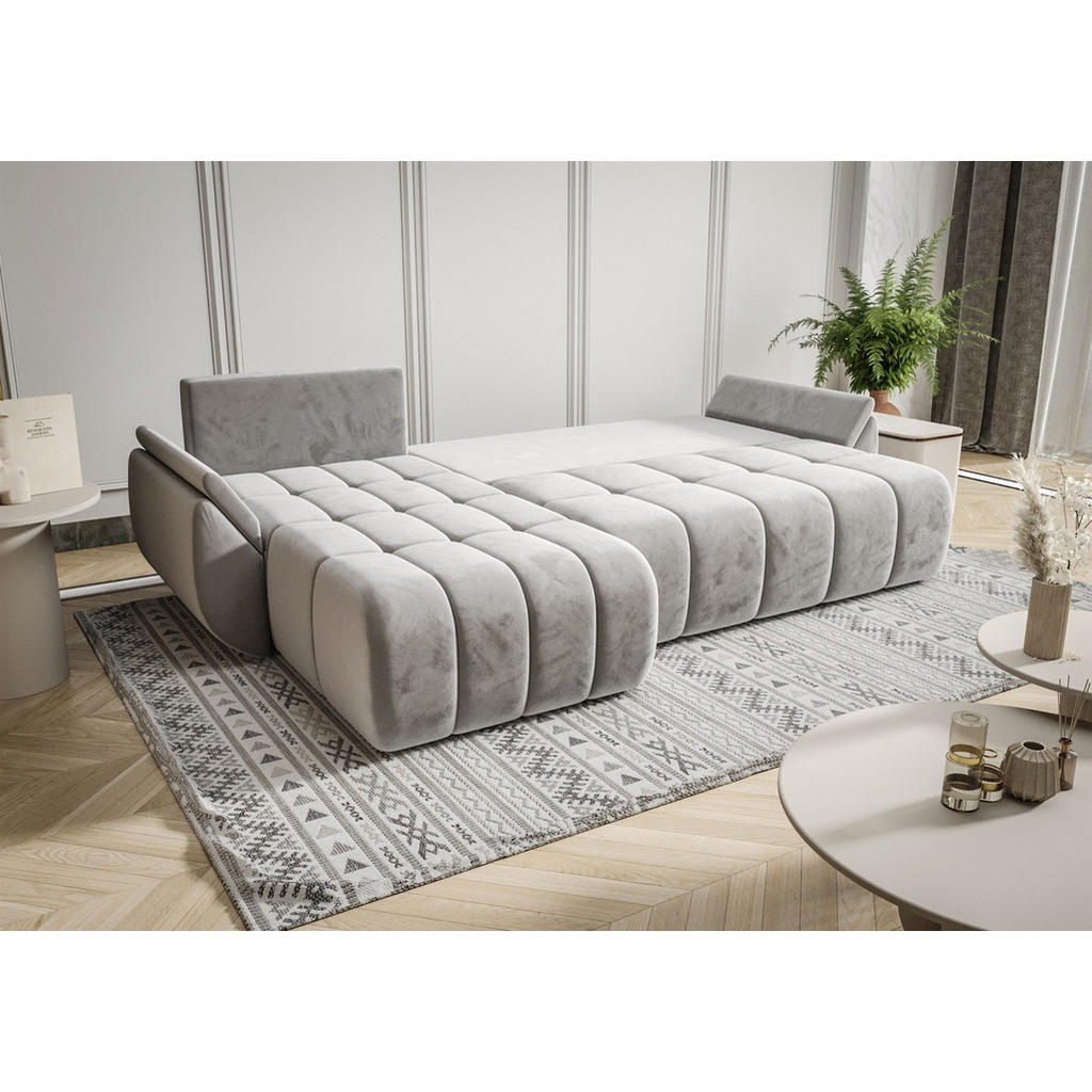 Thumbnail - Fun Möbel Ecksofa, Hellgrau, Textil, Ottomane links, 280x185 cm, Wohnzimmer, Sofas & Couches, Wohnlandschaften, Ecksofas