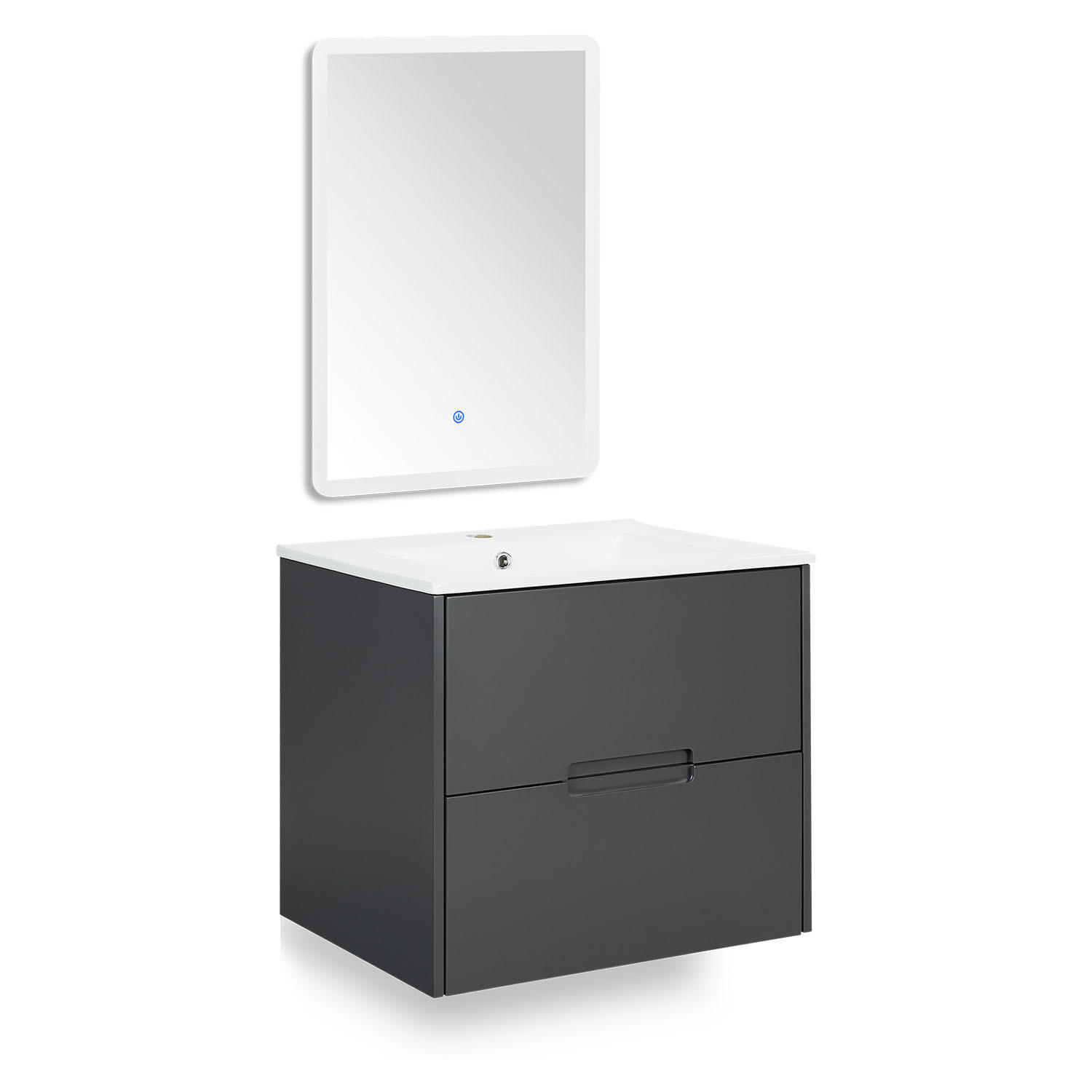 Homestyle4u Waschtischkombi Grau 61x124x47 cm