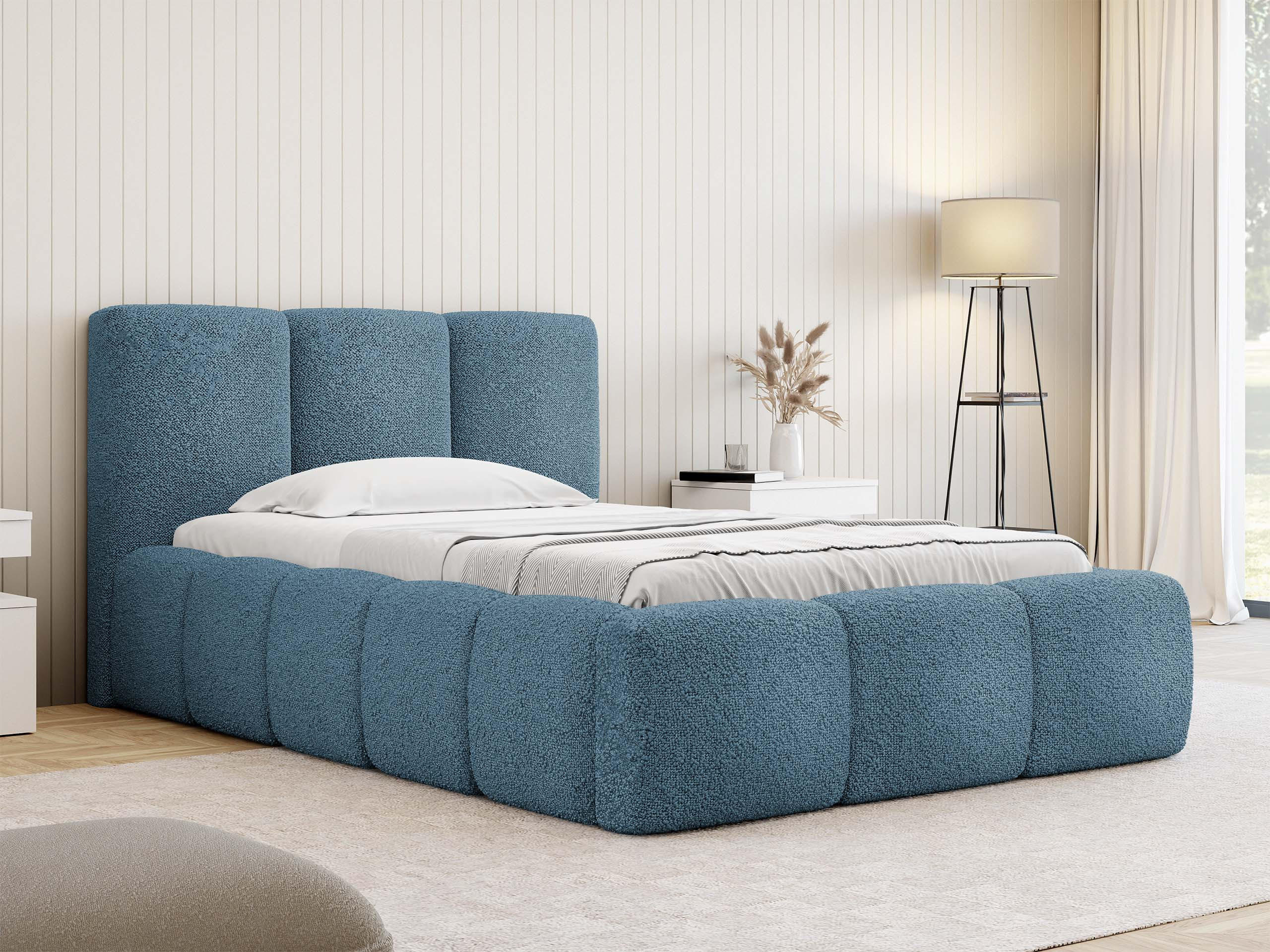 POLSTERBETT Kevson Boucle 90 - Blau, Holz (90/200cm) - MIRJAN24