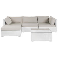 LOUNGE-SET 4-Sitzer Weiß Sano - Beige/Weiß, Kunststoff - Beliani