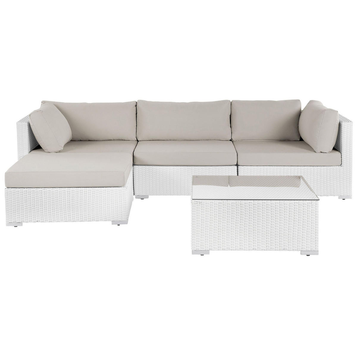 LOUNGE-SET 4-Sitzer Weiß Sano - Beige/Weiß, Kunststoff - Beliani