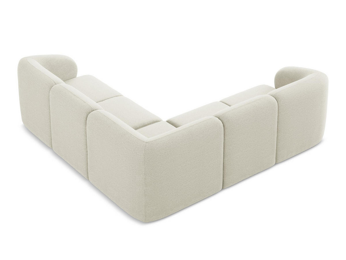 ECKSOFA Bouclé Stoff Beige - Sandfarben/Schwarz, Holzwerkstoff/Kunststoff (251/251cm) - Makamii
