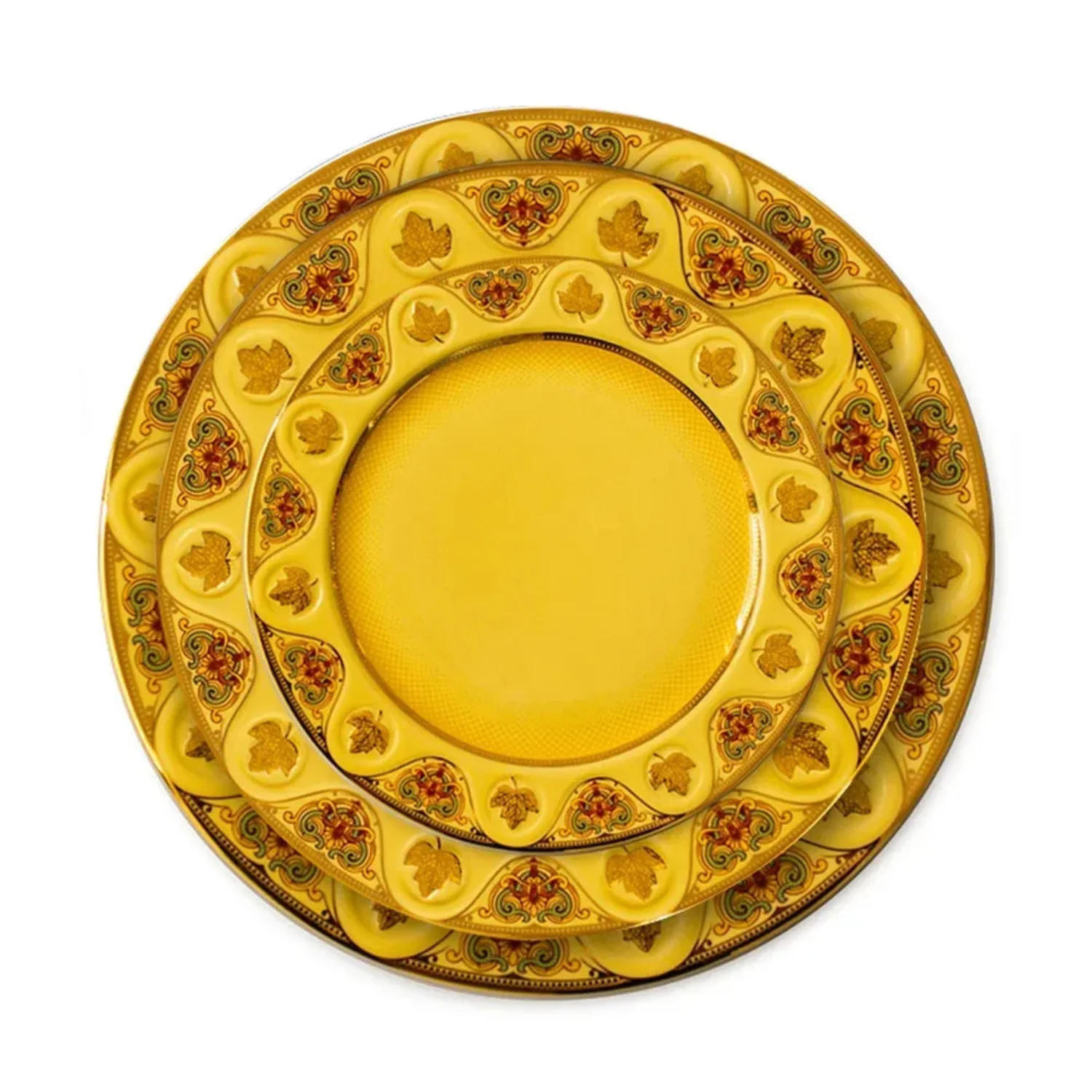 TELLERSET Nordic Goldrand Bone China Weiß Gold 4tlg Ø30 Ø27 Ø20 Ø16 cm - Goldfarben, Keramik (30/2/2cm) - Quality Elegance