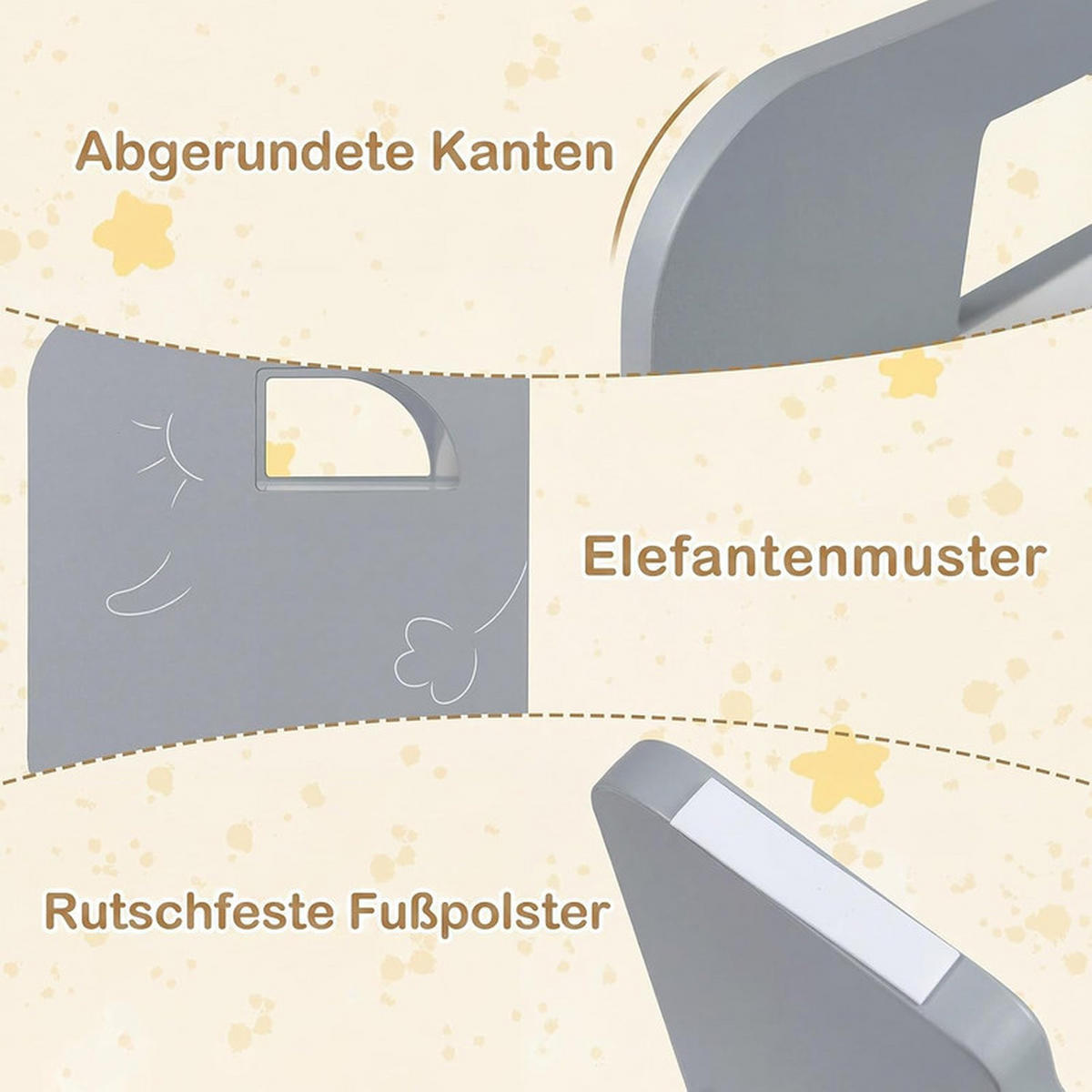 KINDERTISCH mit Stuhl grau(3-tlg) - Grau, Holzwerkstoff (62.5/40/48cm) - COSTWAY