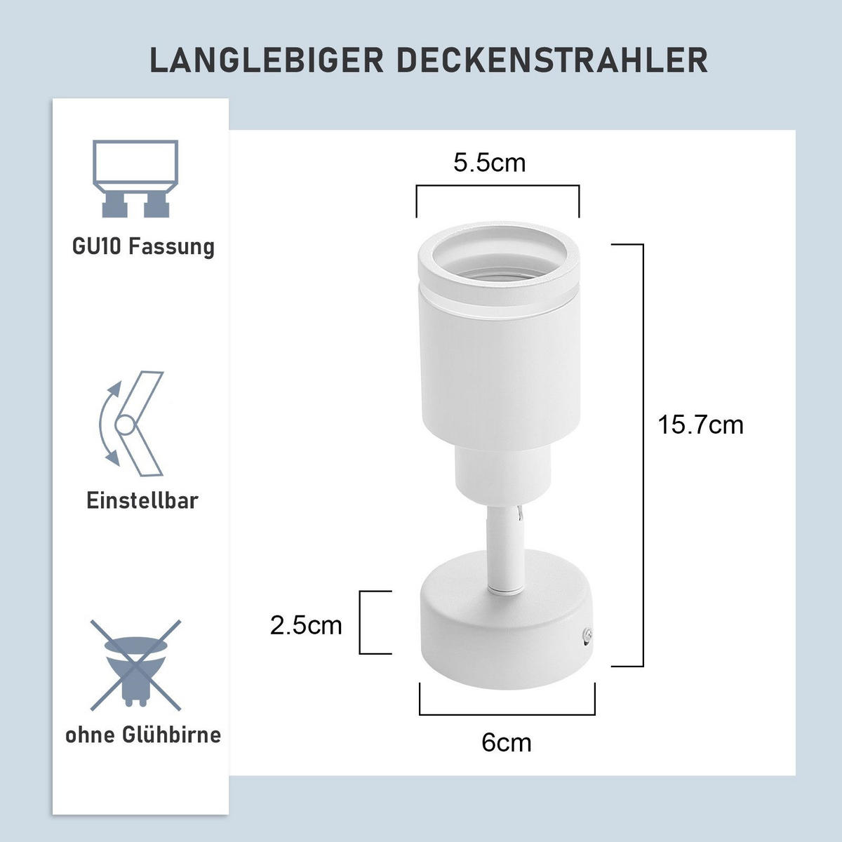 STRAHLER Lauterberg 1-flammig 6/6/15.7 cm - Weiß, Metall (6/6/15.7cm) - Nettlife