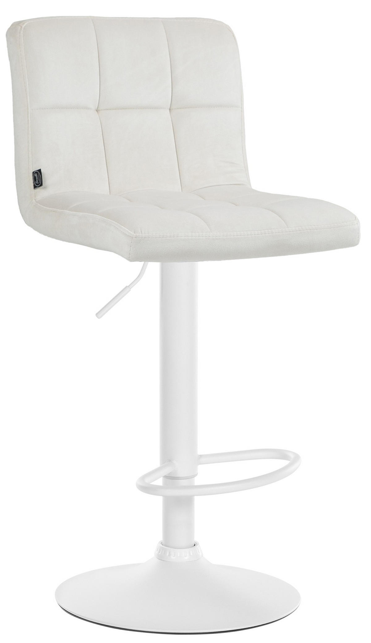 BARHOCKER Peran Samt weiß creme - Creme/Weiß, Textil/Metall (46/114/47cm) - TPFLiving