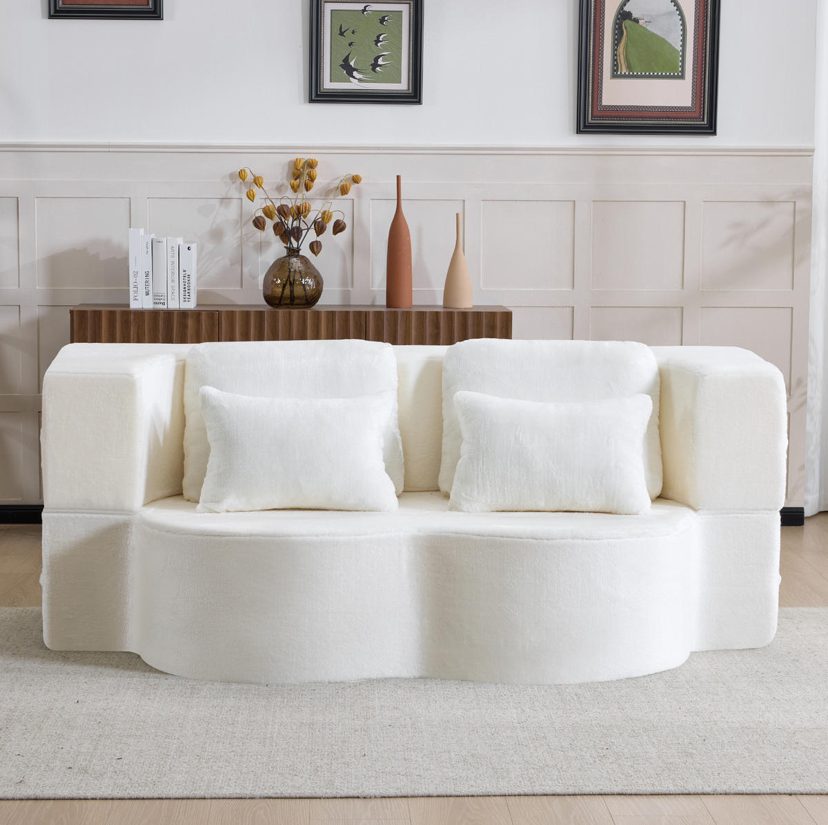 SCHLAFSOFA aus Schaumstoff und Federkern Weiß faltbar, modular und vielseitig nutzbar - Weiß, Kunststoff (198/76/60cm) - Modfu