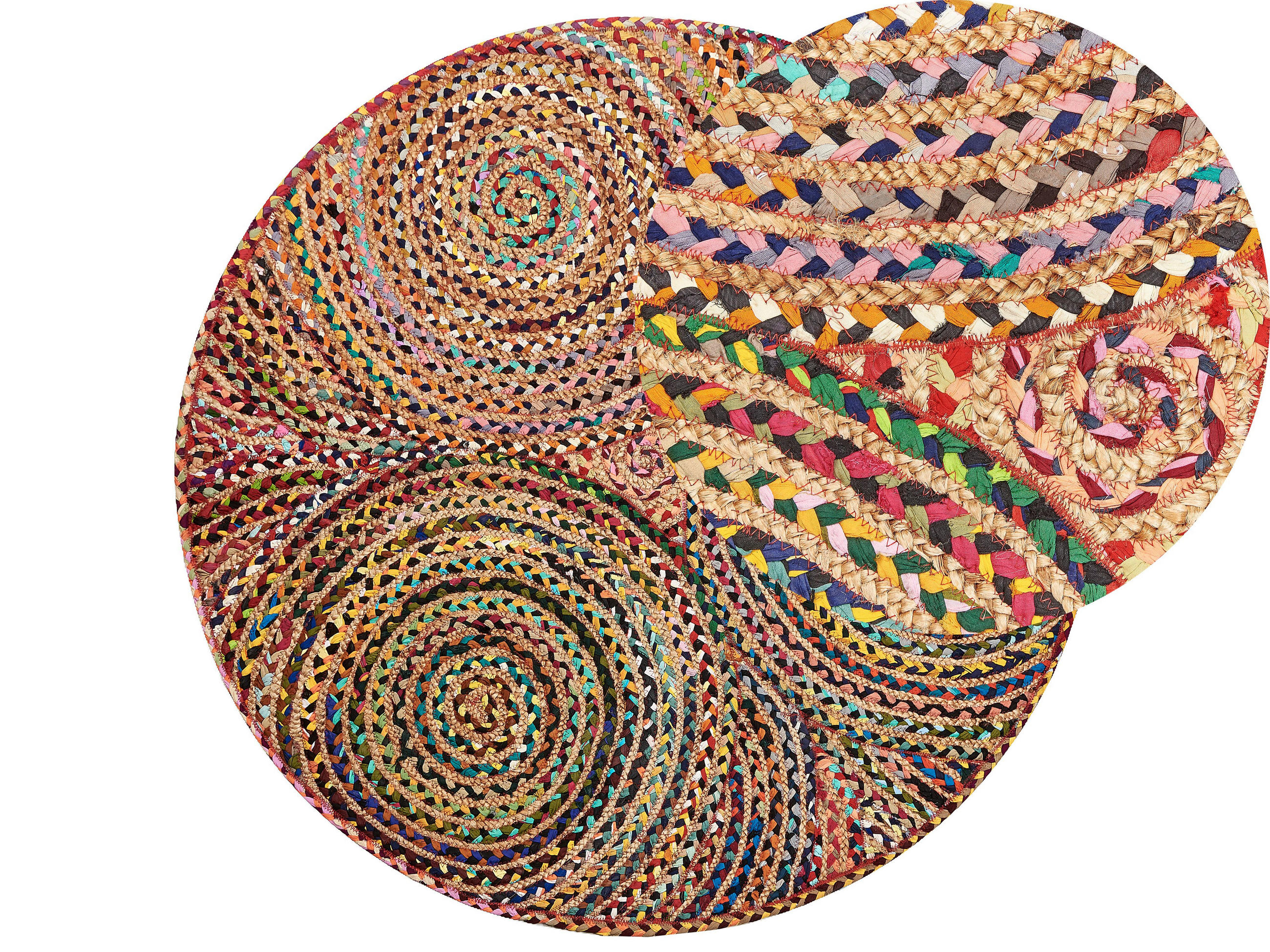 TEPPICH geflochten Yenice 140/140 cm - Multicolor, Textil (140/140cm) - Beliani