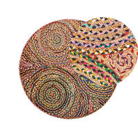 TEPPICH geflochten Yenice 140/140 cm - Multicolor, Textil (140/140cm) - Beliani