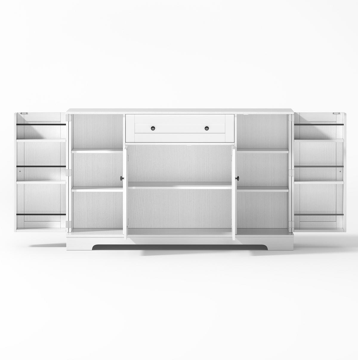 SIDEBOARD aus MDF 138x40x85 cm Weiß mit Schublade, verstellbaren Einlegeböden und Kippsicherung - Weiß, Holzwerkstoff (138/85/40cm) - IVMEU