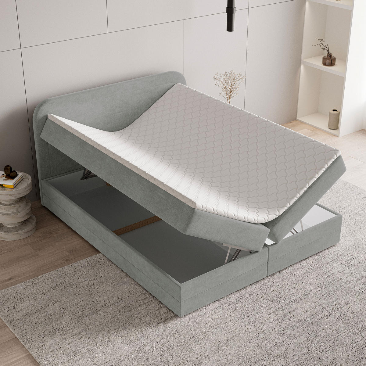 BOXBETT ARMEL 140x200 cm mit Matratze und Topper - Lila - Lila, Holz (140/200cm) - MASSENO