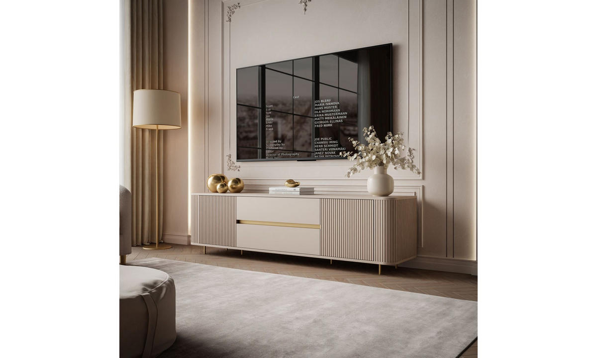 TV-SCHRANK MIRAGE GOLD 180/40/52 cm Sandbeige - Sandfarben/Goldfarben, Holzwerkstoff (180/52/40cm) - Lookway