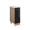 APOTHEKERSCHRANK R-Line Schwarz Hochglanz 30 cm AP Marmor - Schwarz Hochglanz/Eiche Wotan, Holzwerkstoff (30/81.6/60cm) - Vicco