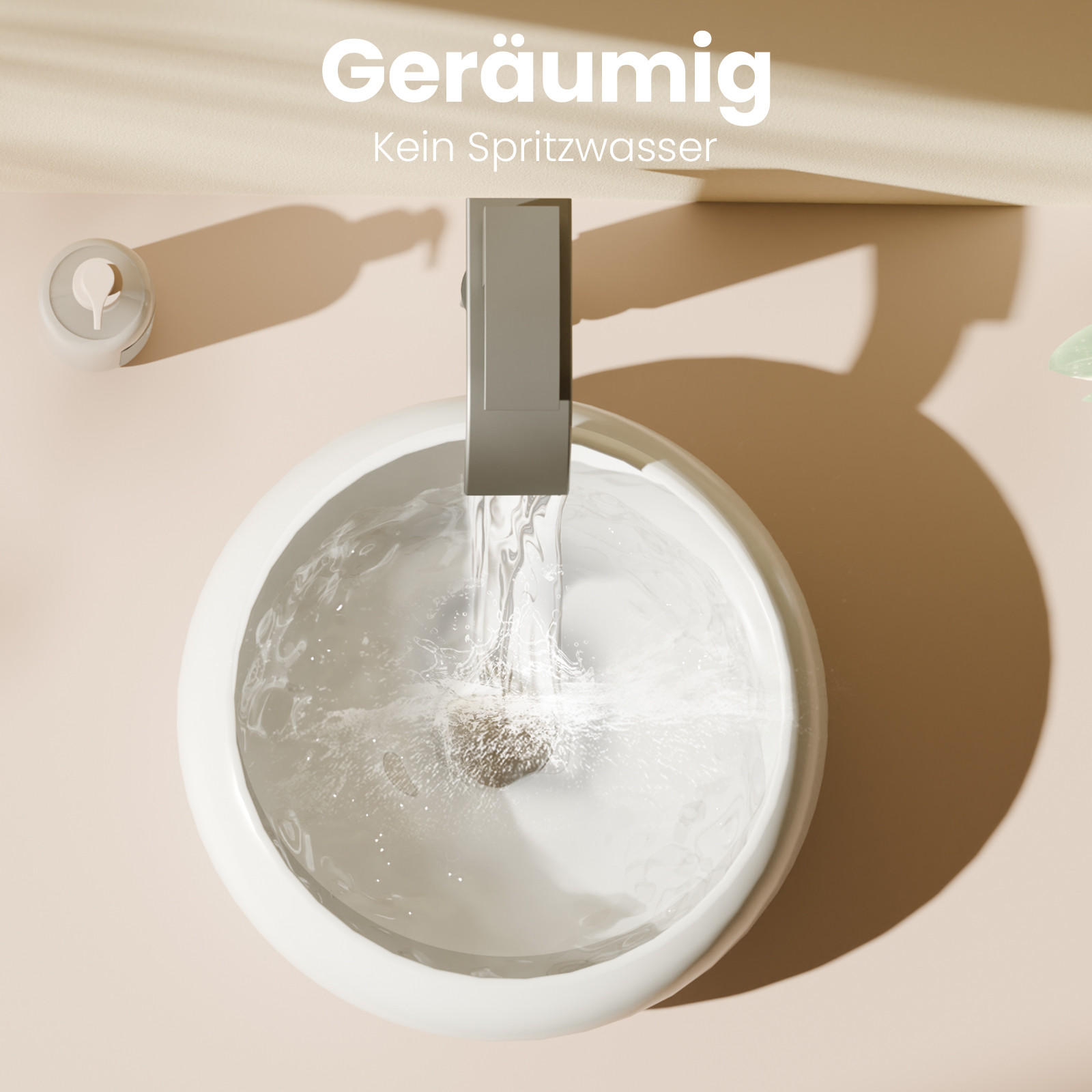 WASCHBECKEN Rund Gebogen Aufsatzmontage Weiß Ø36 / 12 cm - Weiß, Keramik (36/12/36cm) - EMKE