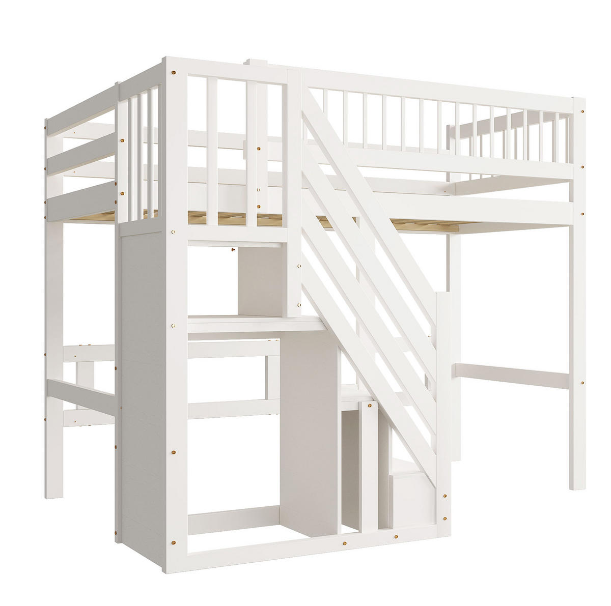 HOCHBETT 90/200 cm aus Holzwerkstoff mit Aufbewahrungstreppe und Stauraum, Weiß/Grau - Weiß, Holzwerkstoff (90/200cm) - Redom