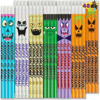 HOLZBLEISTIFTE 48-teiliges Set Halloween-Motive mit Radiergummis - Multicolor, Holz