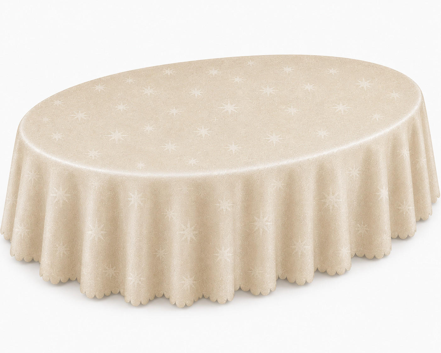TISCHDECKE 135/180 cm oval Lurex Sterne Creme - Creme, Textil (135/180cm) - TiborTex