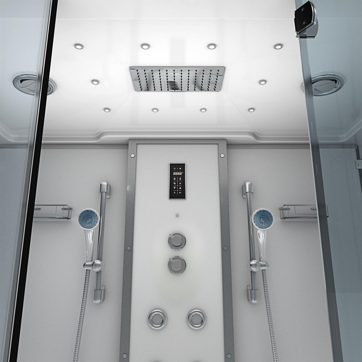 BADEWANNE Dusche K80-WS-EH-C-SC-EA Duschtempel 180x100 cm - Weiß, Glas/Kunststoff (180/100/228cm) - AcquaVapore by Sandra Jentho