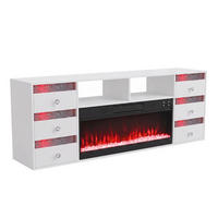 TV-SCHRANK mit Elektrokamin Beleuchtung RGB Lowboard 6 Schubladen Weiβ 180/40/65CM - Weiß, Metall (180/65/40cm) - VANITII