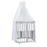 BABYBETT GREY, 7in1 mit Matratze - Weiß/Grau, Holz (73/123cm) - waldin