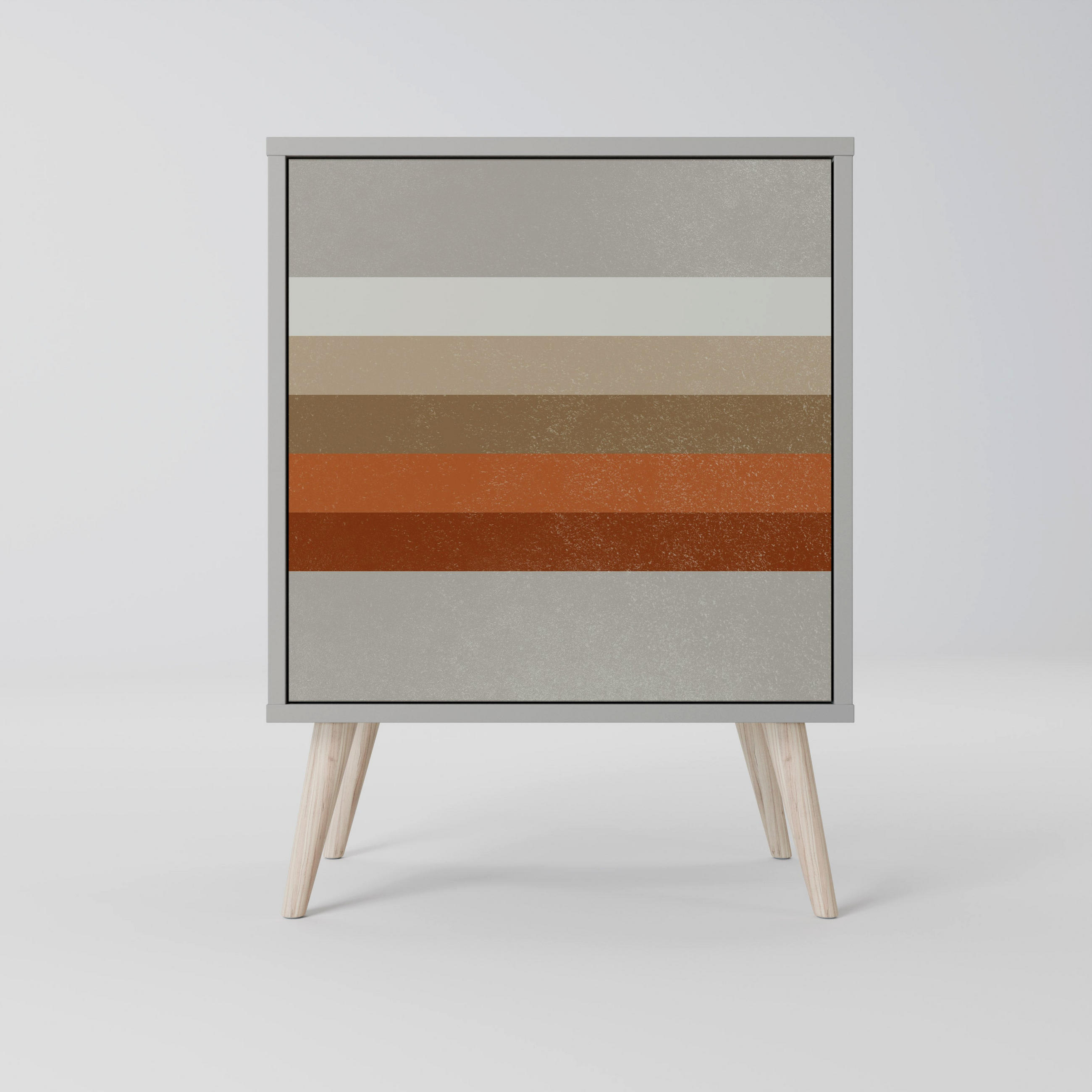SIDEBOARD PECULIAR TRAIL, Grau, 57,5x42x77,5 cm, Schräge Buchenholzfüße - Buchefarben/Multicolor, Holzwerkstoff/Buchenholz (57.5/77.5/42cm) - SpaceRebels