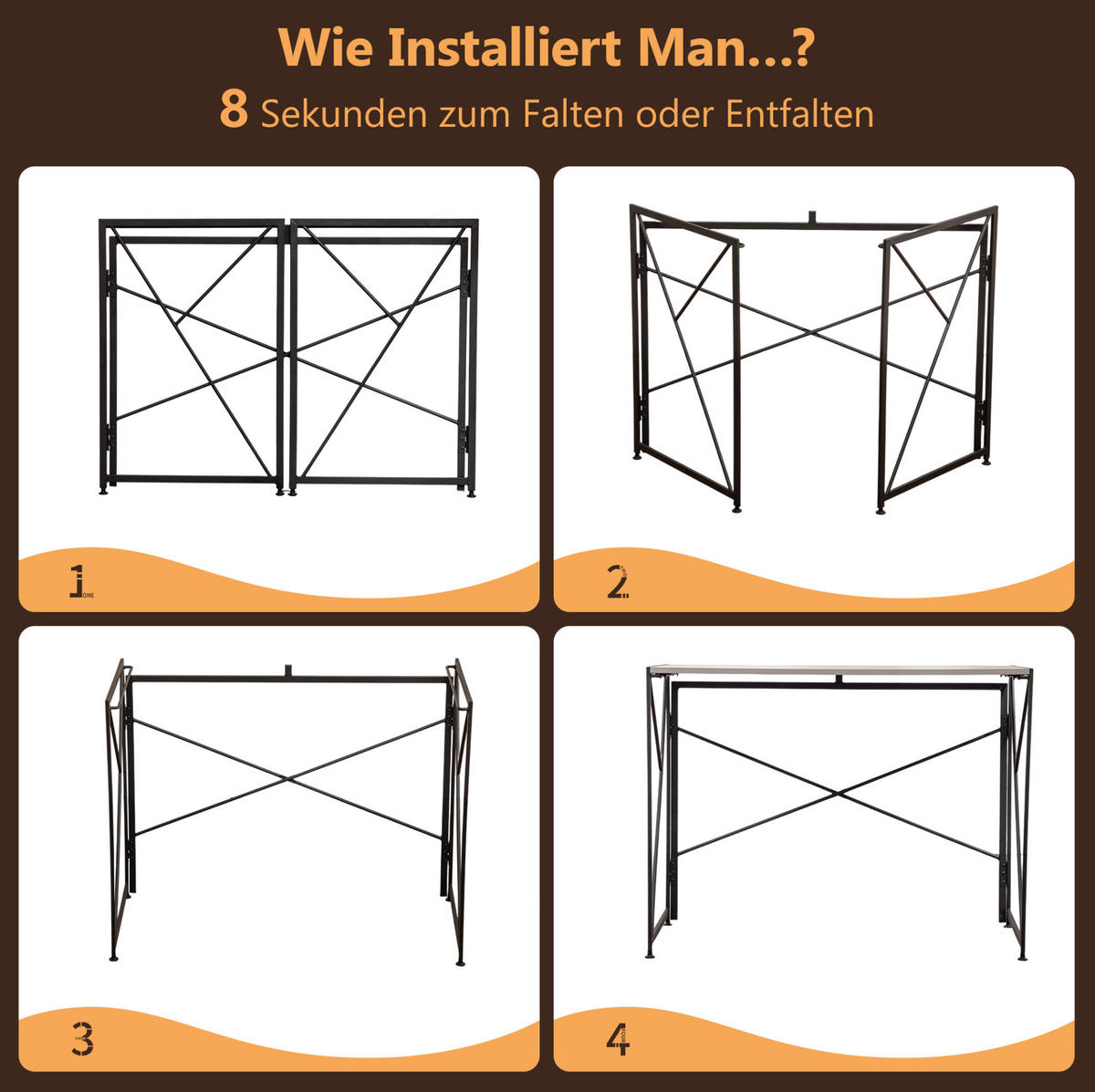 SCHREIBTISCH faltbar 99 x 50 x 75 cm MDF Metall Natur - Braun, Metall (99/50/75cm) - Meubliv