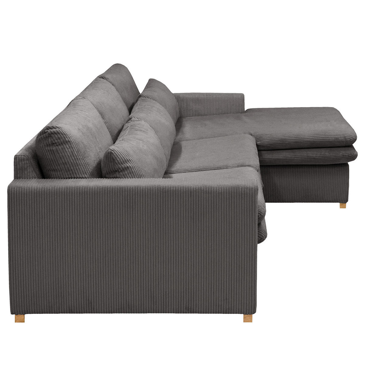 ECKSOFA mit Longchair - Grau, Textil (299/164cm) - home24