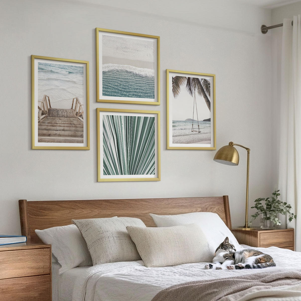BILDER SET 4er Set - 50x50 cm & 40x60 cm Goldrahmen - Tropenurlaub - Goldfarben, Kunststoff (50/50cm) - TULUP
