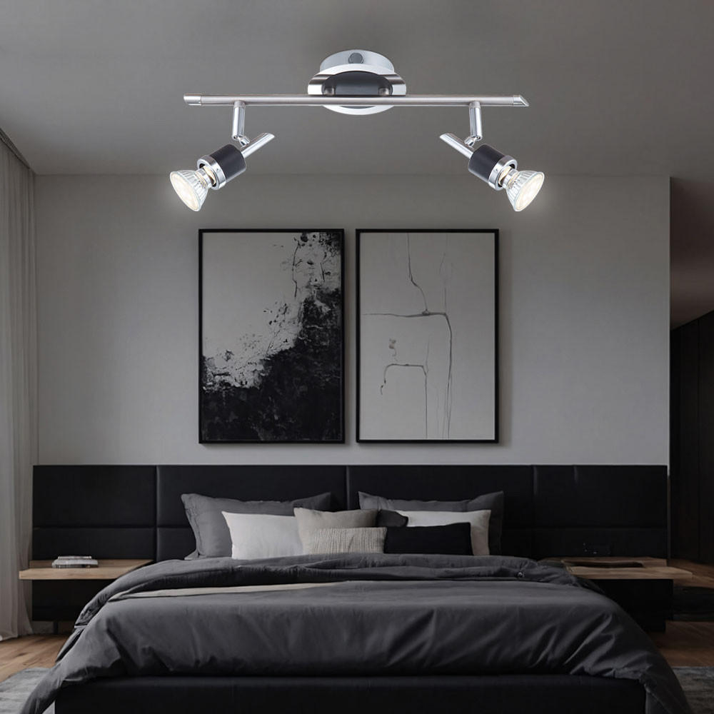 LED DECKENLEUCHTE Diamondbacks Chrom Schwarz - Schwarz, Metall (38/11/16cm) - Globo Lighting