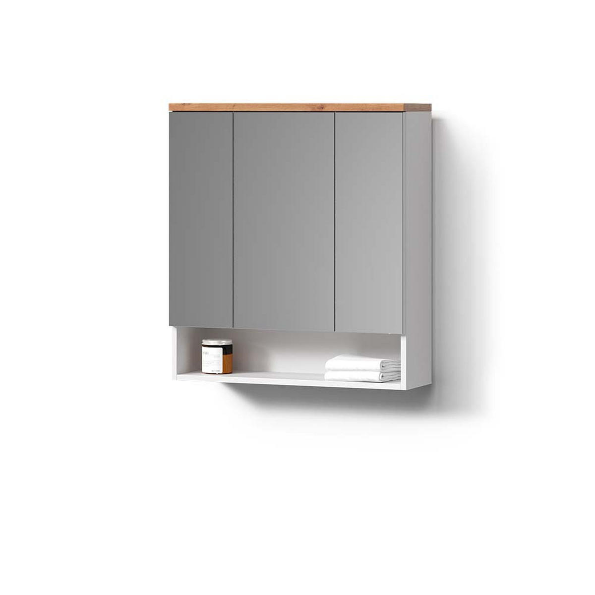 BADSPIEGELSCHRANK Tanaro Weiß 70 x 77.5 cm mit 3 Türen - Weiß, Holzwerkstoff (70/77.5/21.7cm) - Livinity®