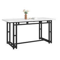 ESSTISCH 140x80x75 cm aus MDF mit schwarzem Metallgestell im modernen Leicht-Luxus Stil - Weiß, Holzwerkstoff (140/80/74cm) - Modfu