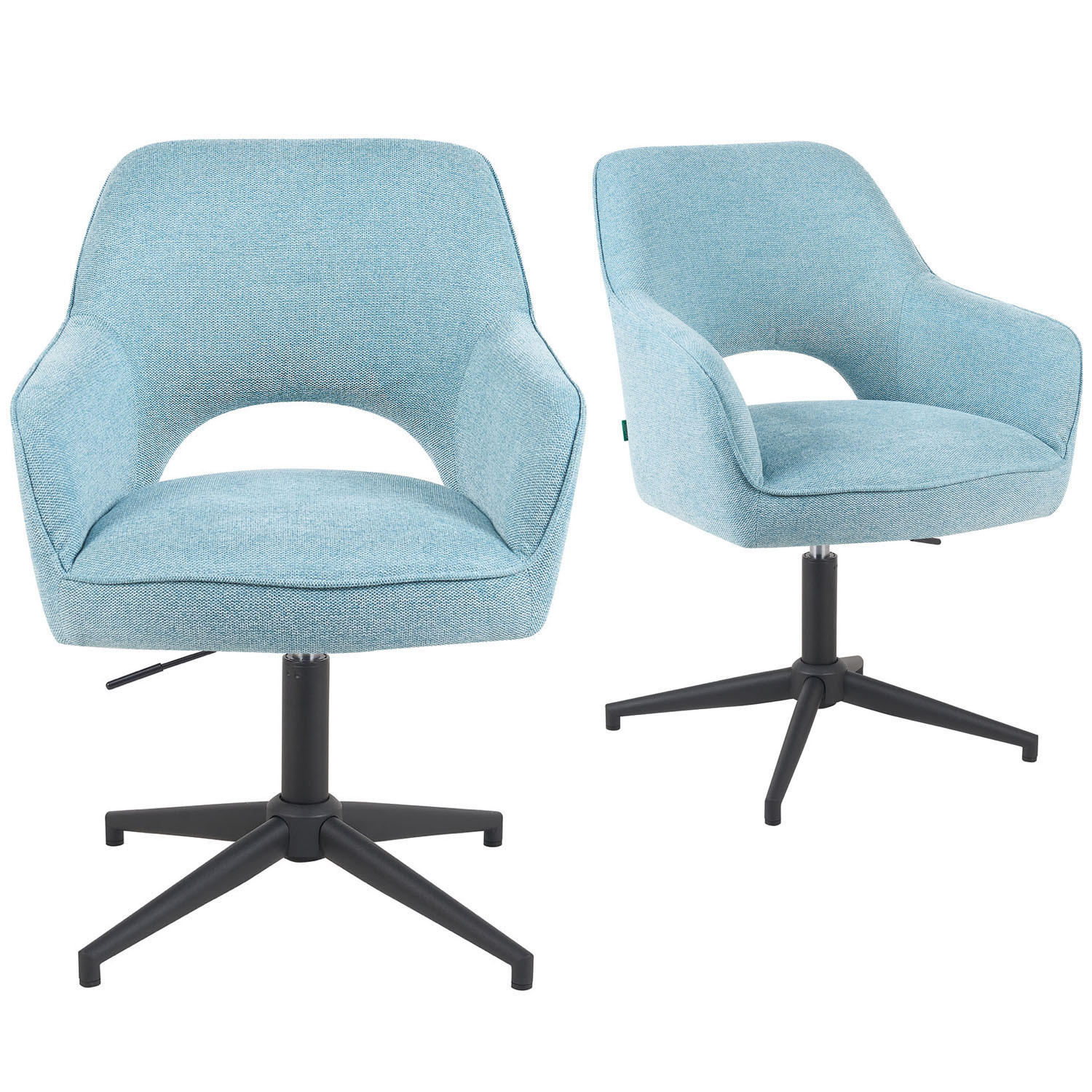 BÜROSTUHL Mika-Bryn - Schwarz/Hellblau, Textil/Metall (60/84/65cm) - DUBI Möbel
